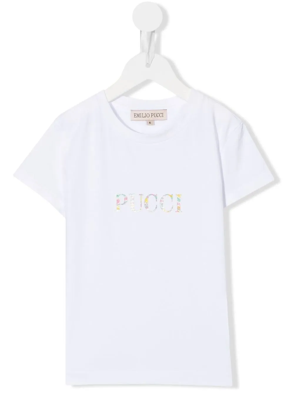 

PUCCI Junior playera con logo estampado y cuello redondo - Blanco