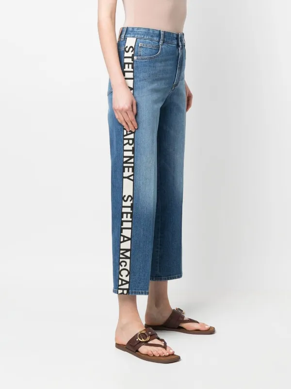 McCartney logo-stripe straight-leg Jeans - Farfetch