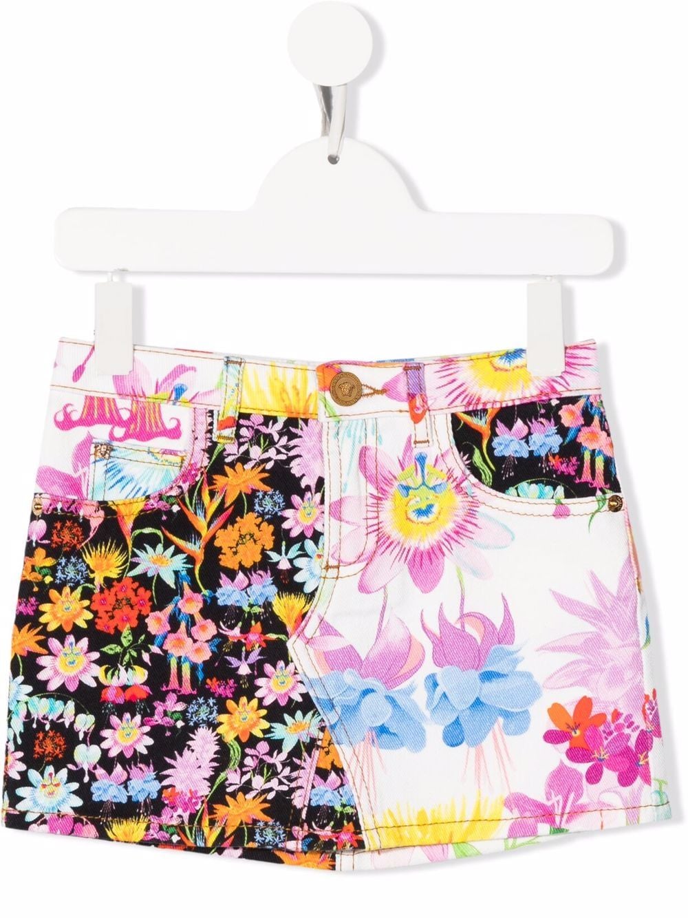 Image 1 of Versace Kids floral-print denim skirt