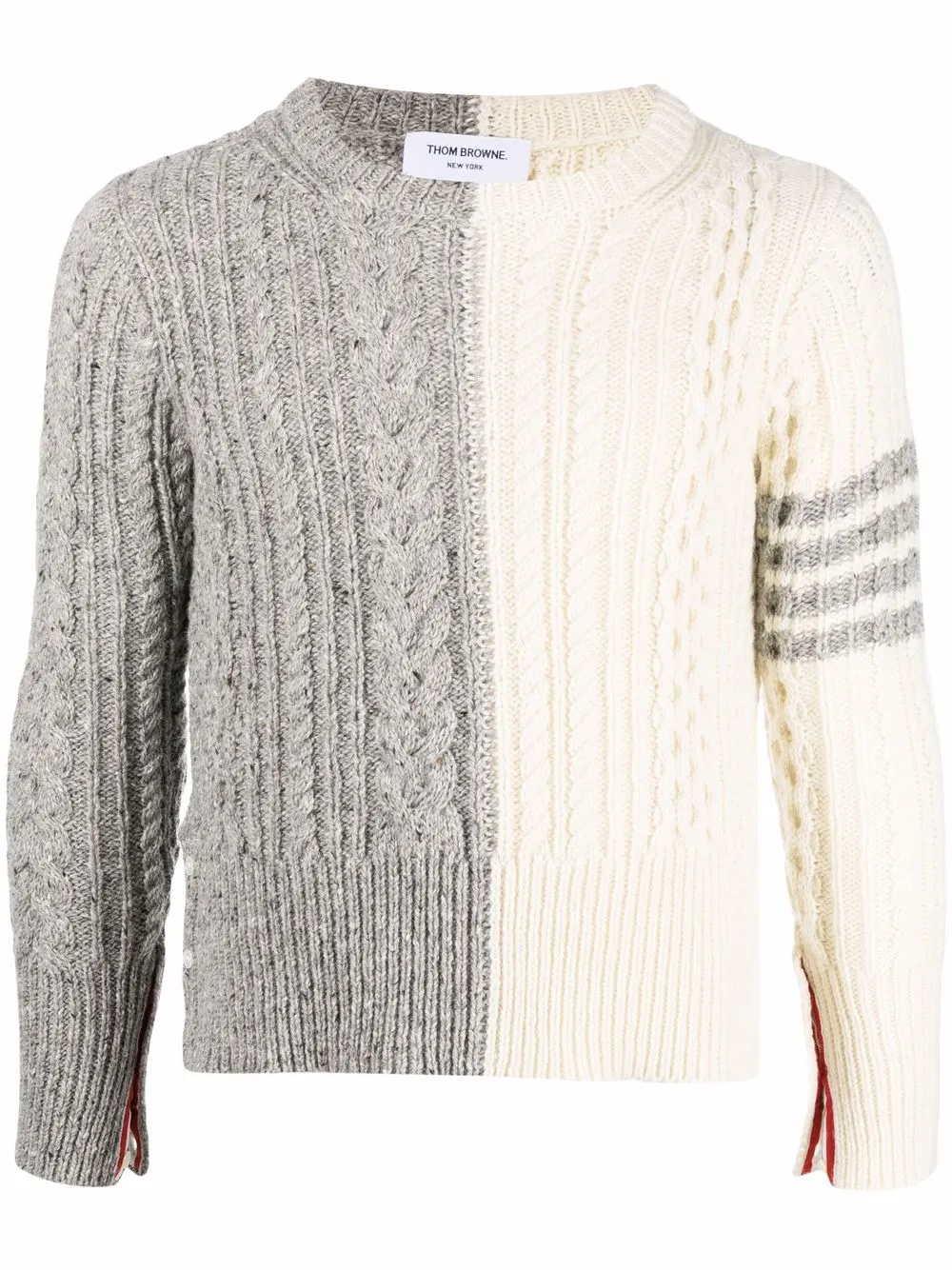 

Thom Browne two-tone cable-knit jumper - Grey