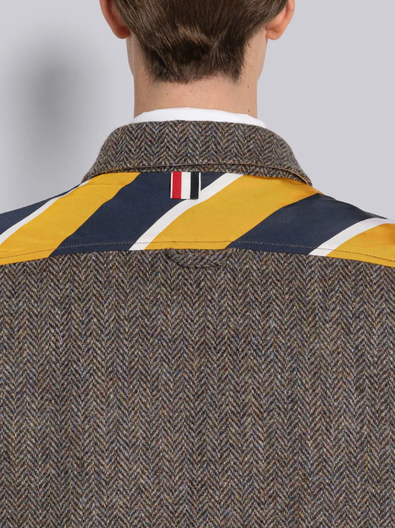 Herringbone Contrast Yoke Snap Front Shirt Jacket Thom Browne Official