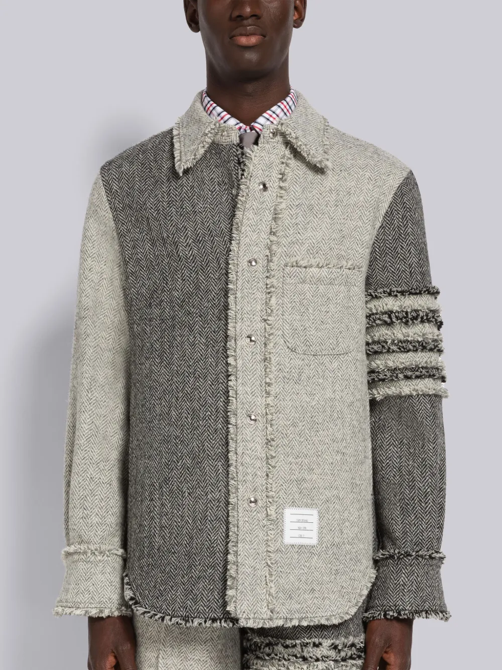 【送料&関税込】Thom Browne herringbone Harris Tweed Reversi Thom Browne Fun-mix Herringbone Harris Tweed 4-bar Shirt