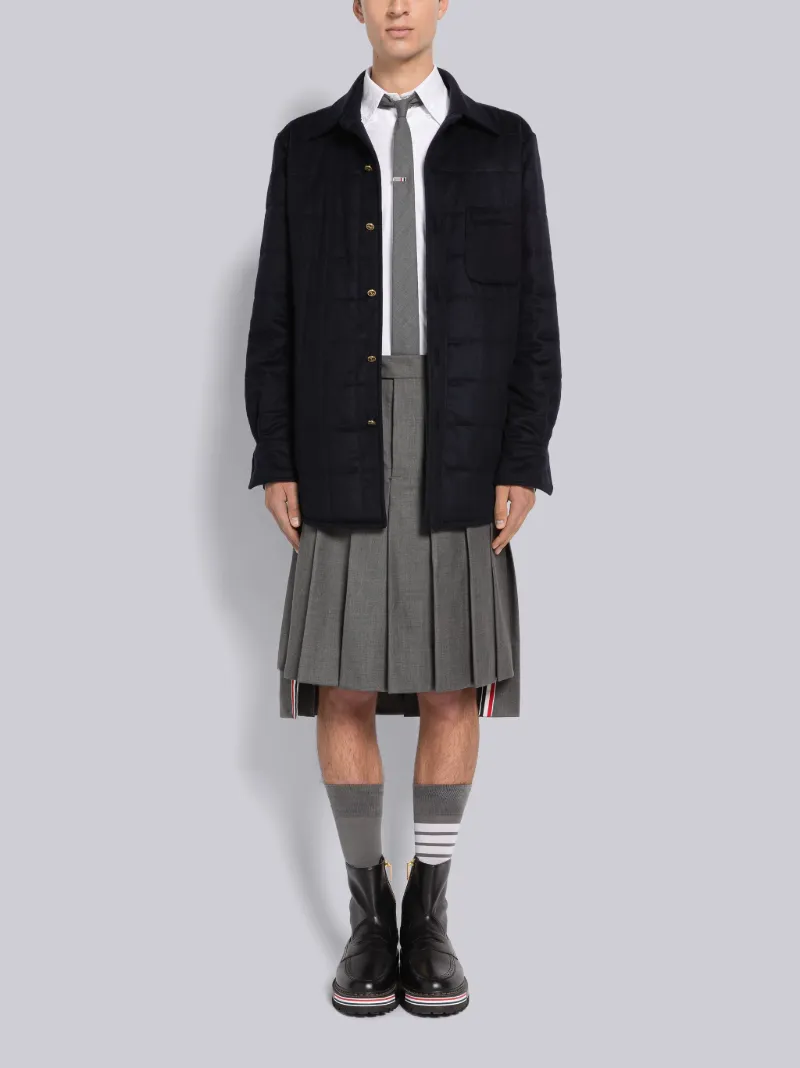 カシミア ダウン シャツジャケットブルー | Thom Browne 公式 