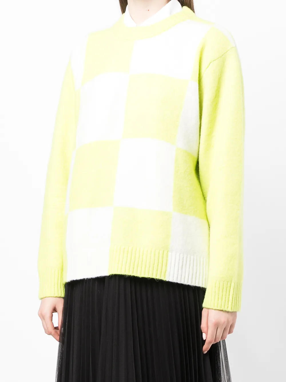  Baum Und Pferdgarten Karierter Oversized Pullover   Weiß 