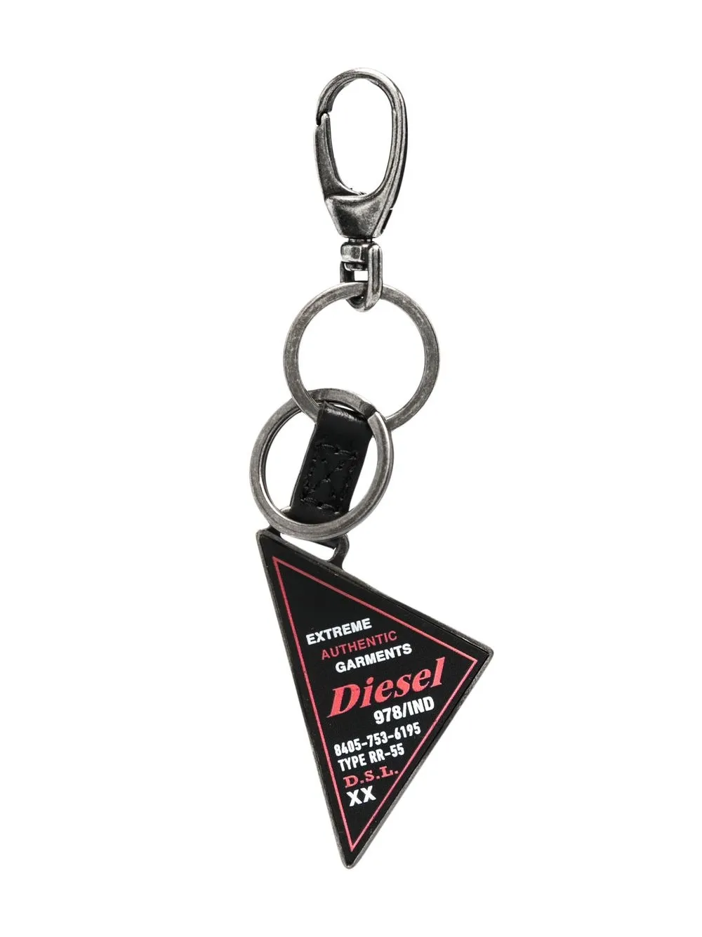 

Diesel logo-print triangle-shape keychain - Black