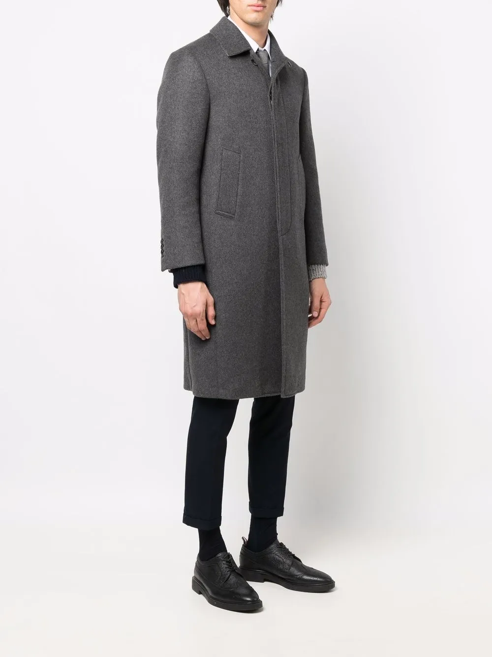 Shop Thom Browne Single-breasted Coat In Grey