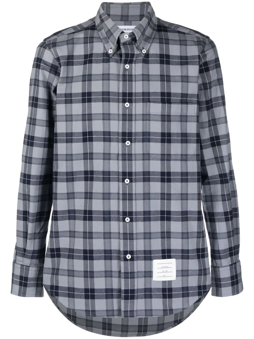 

Thom Browne camisa con cuadros estampados y botones - Gris