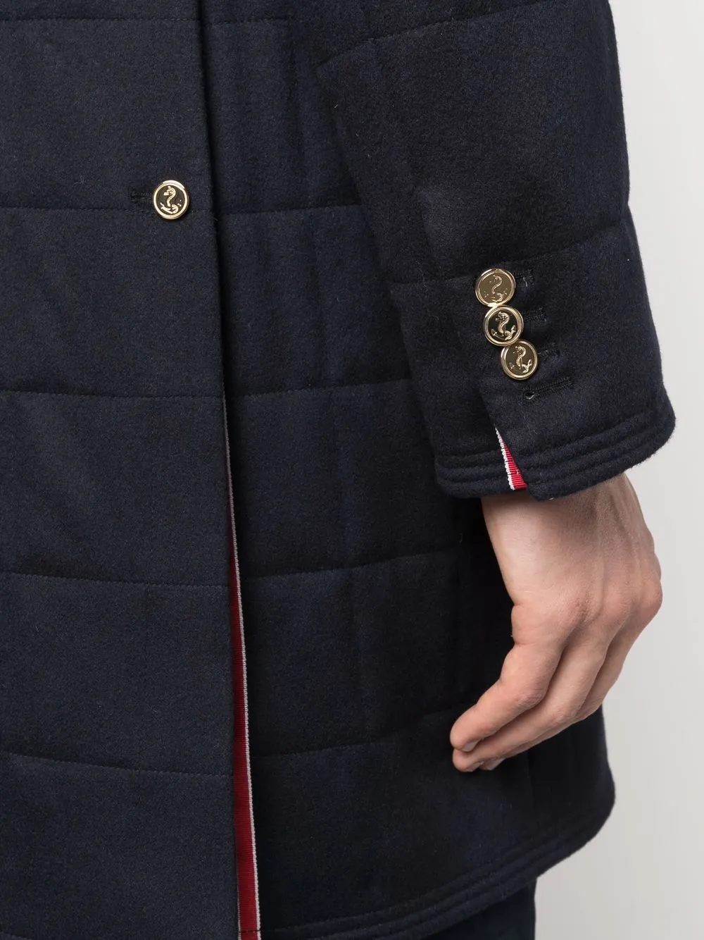Shop Thom Browne Padded Long-line Jacket In Blue