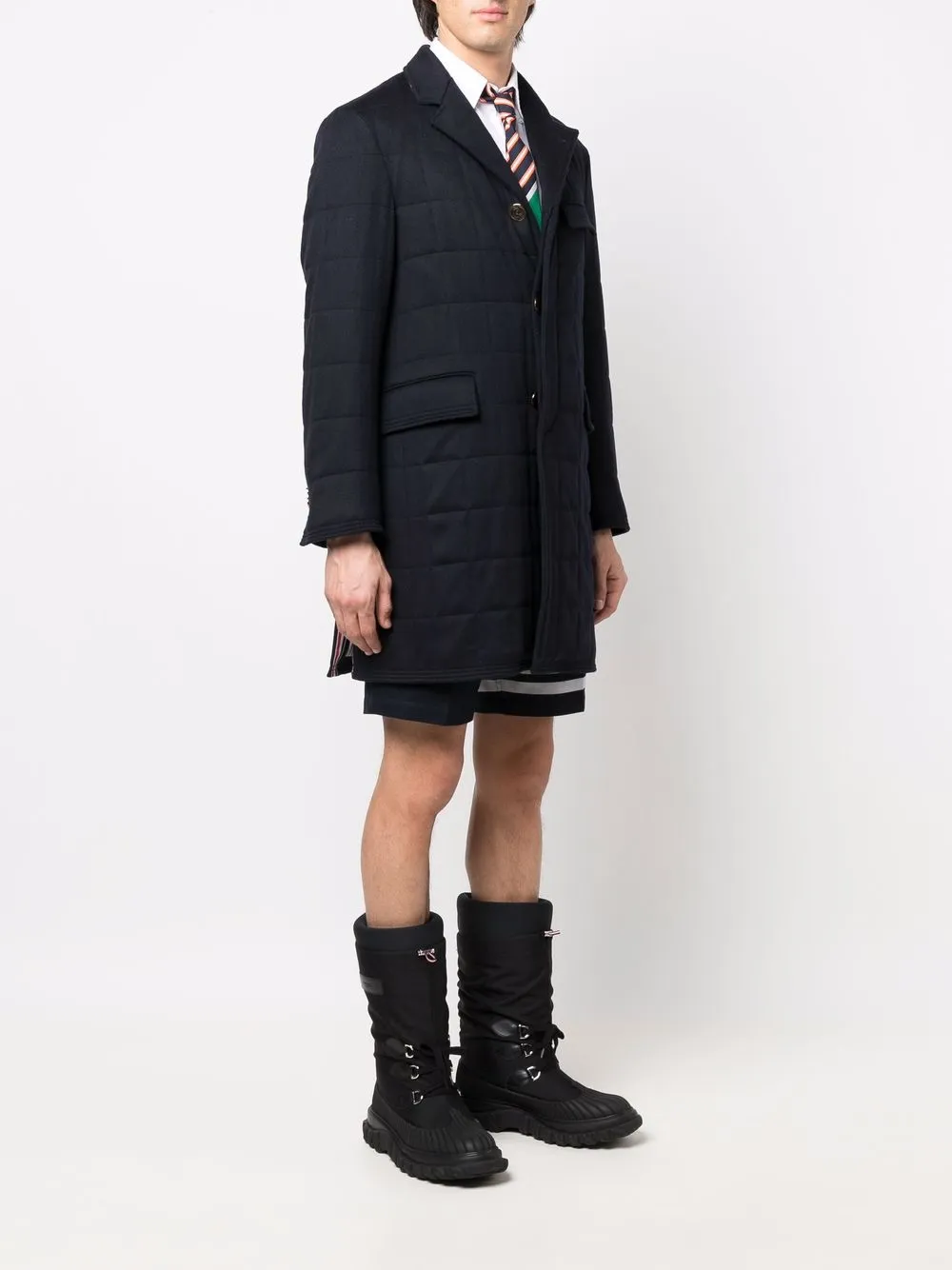 Shop Thom Browne Padded Long-line Jacket In Blue