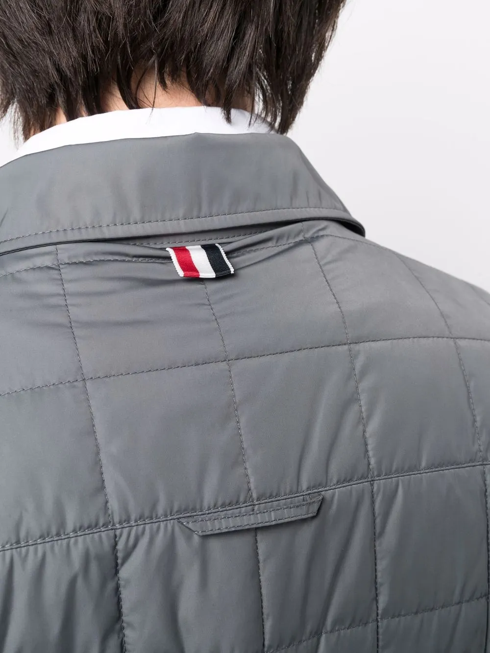 Shop Thom Browne 4-bar Stripe Padded Shirt Jacket In Grey