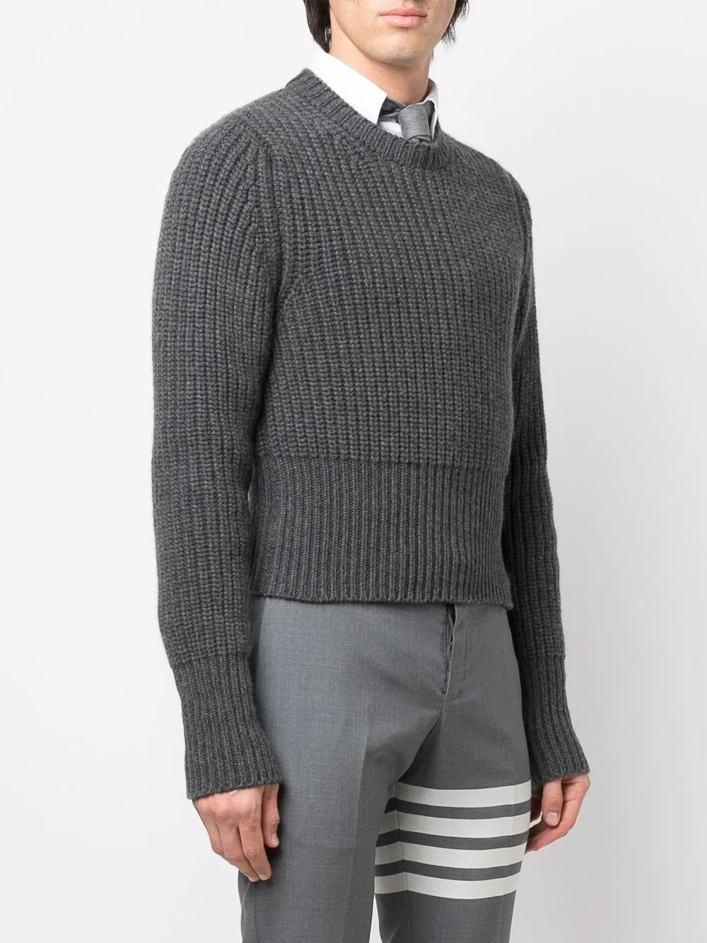  Thom Browne Pullover Mit Waffelstrickmuster   Grau 