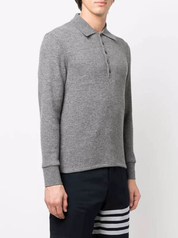 Thom Browne long-sleeve Polo Shirt | Grey | FARFETCH