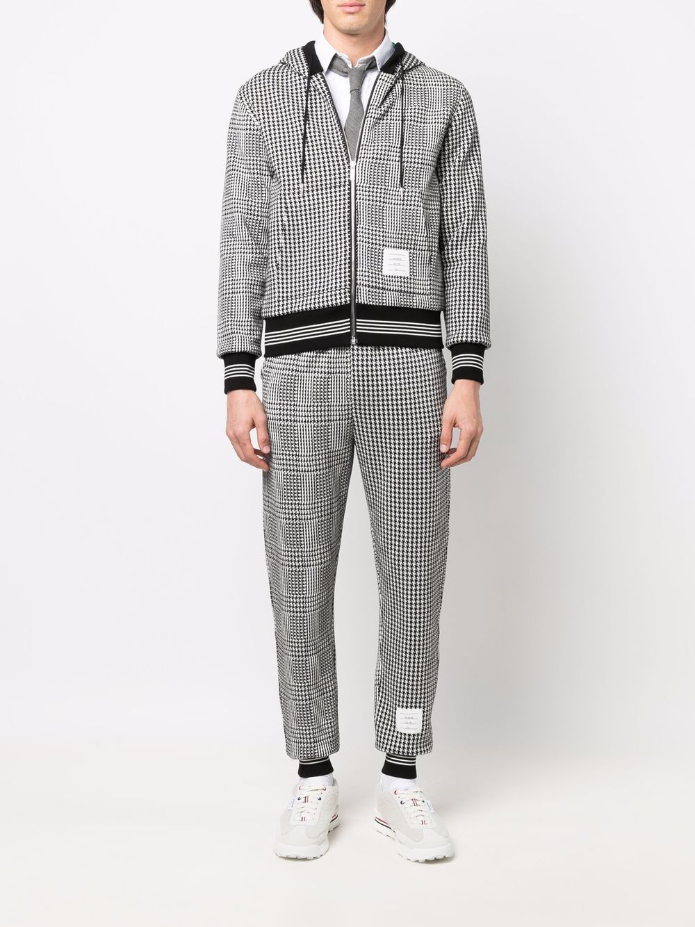 Shop Thom Browne Houndstooth Print Track Pants In Black