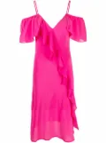 Gold Hawk ruffle-detail V-neck dress - Pink