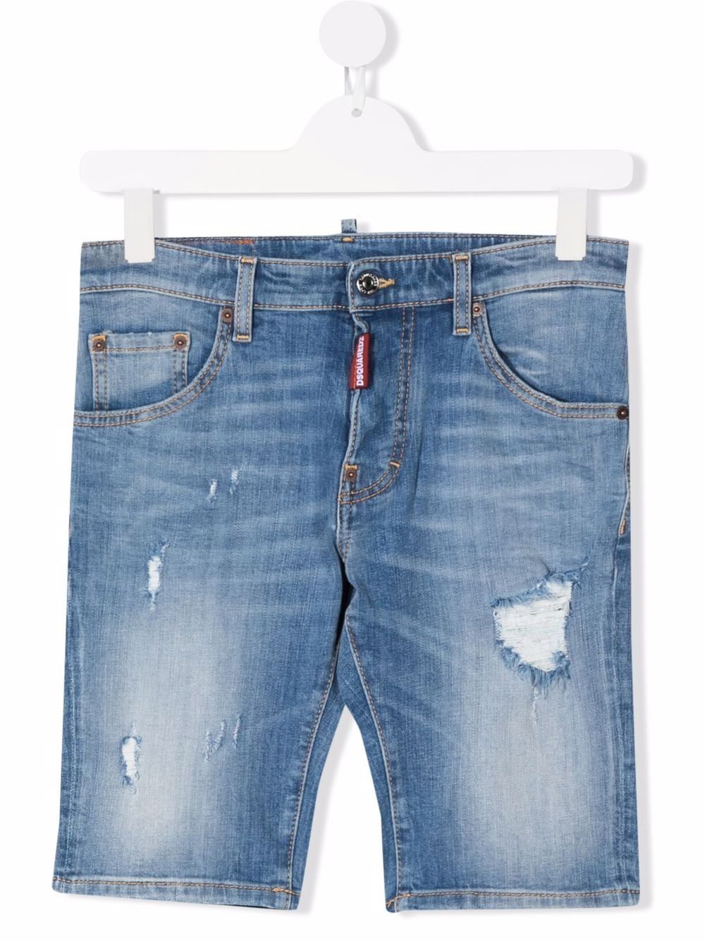 

Dsquared2 Kids pantalones vaqueros cortos con efecto envejecido - Azul