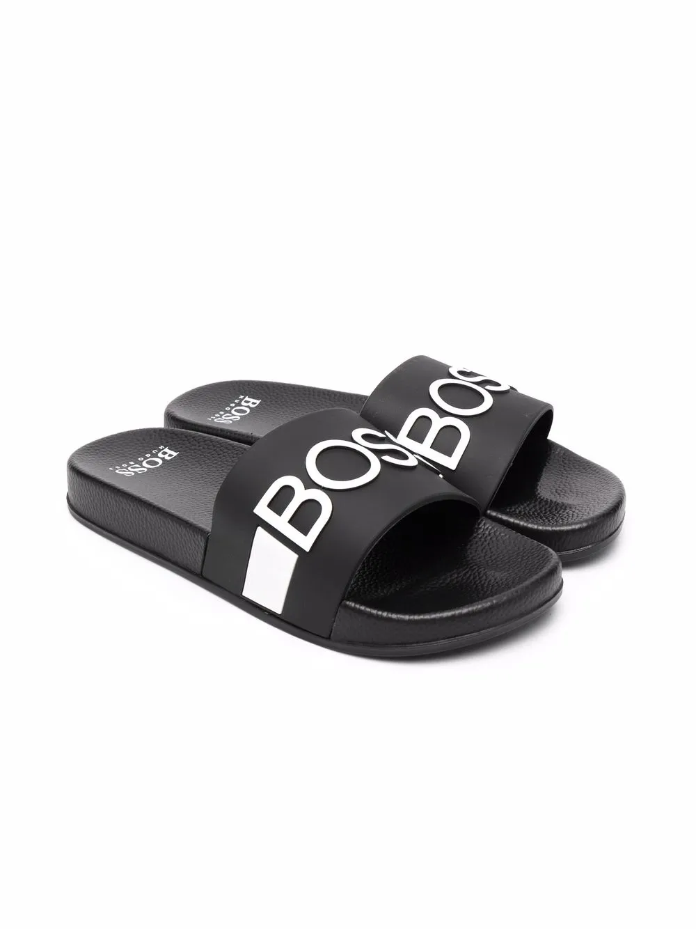 

BOSS Kidswear flip flops con rayas y logo - Negro