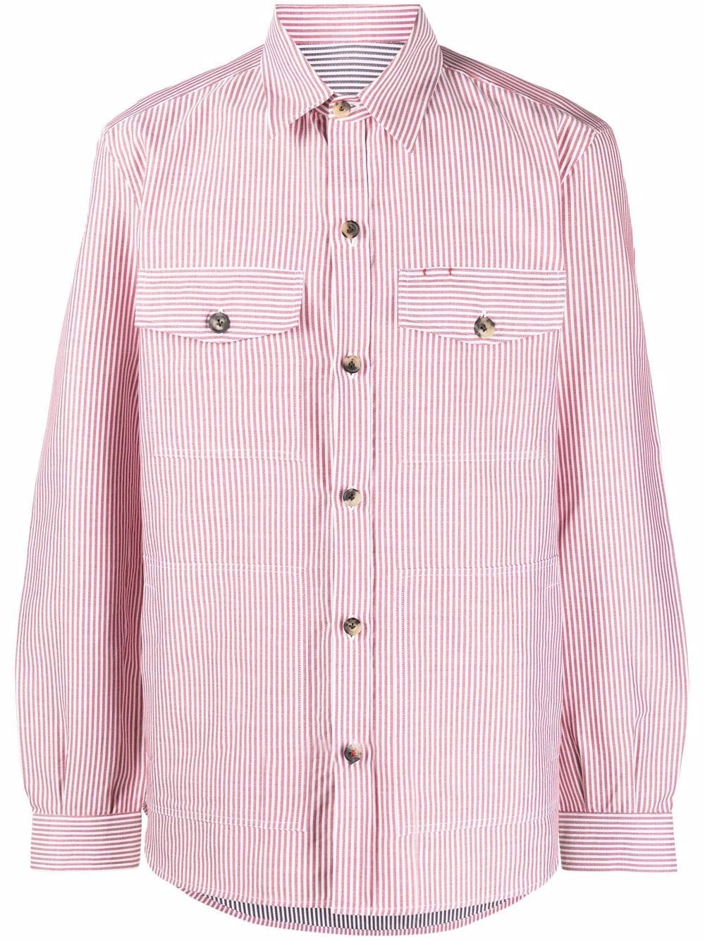 

Isaia camisa con rayas estampadas - Rojo