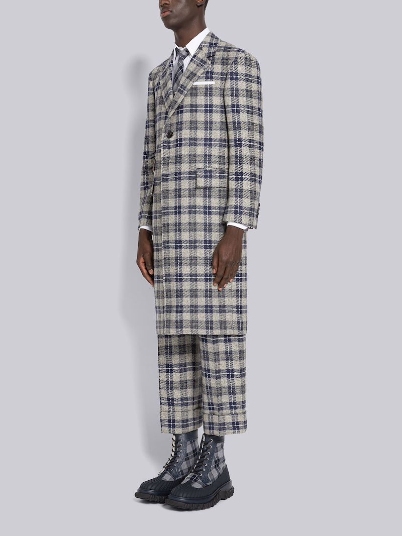 Tartan Check British Wool Single Vent Overcoat Thom Browne Official