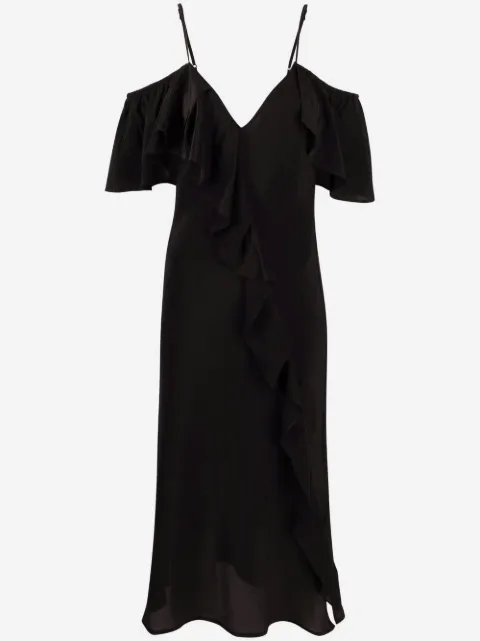 Gold Hawk ruffle-detail V-neck dress