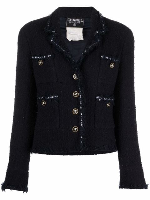 Chanel Pre-Owned veste en fil bouclé à simple boutonnage (1994)