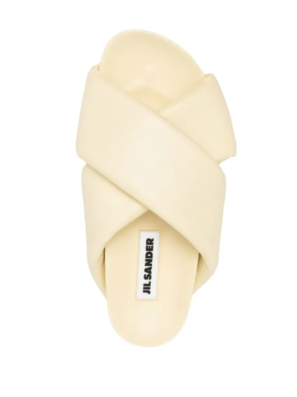Jil Sander criss-cross Leather Slide Sandals | Yellow | FARFETCH