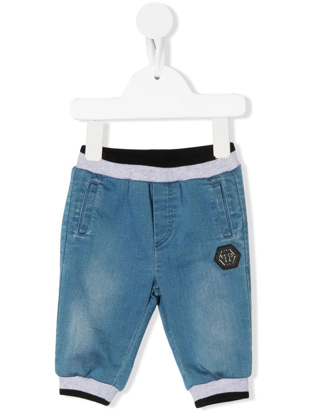 Philipp Plein Junior Hexagon logo-plaque trousers - Blue