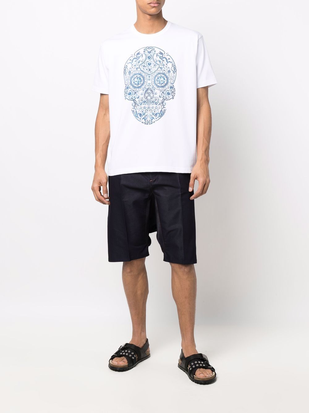 Junya Watanabe MAN T-shirt met doodskopprint - Wit