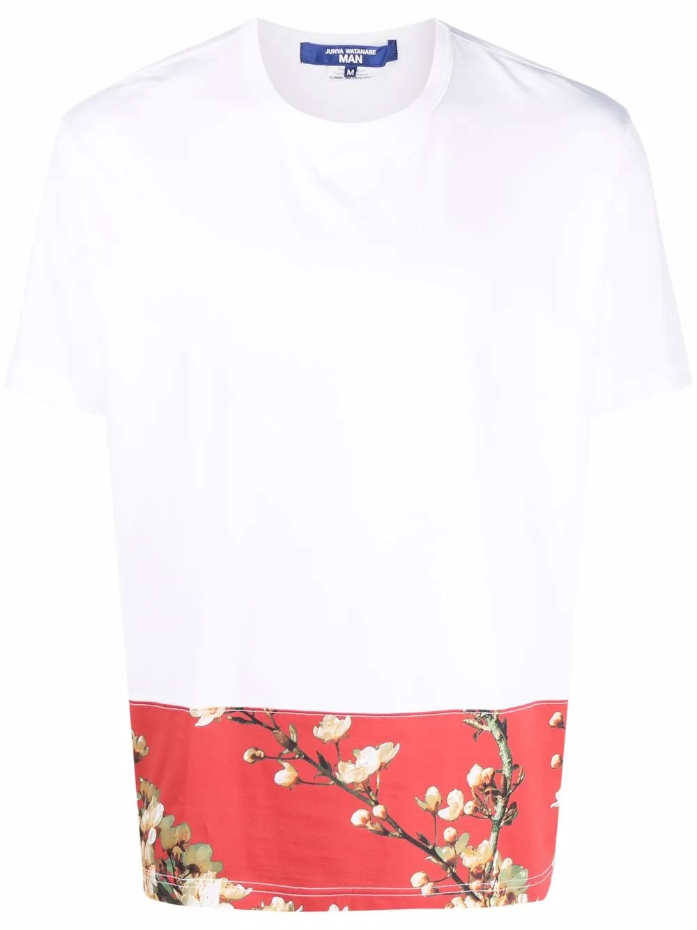 

Junya Watanabe MAN playera con paneles y estampado floral - Blanco