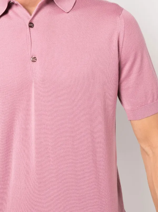 John Smedley fine-knit short-sleeved Polo Shirt | Pink