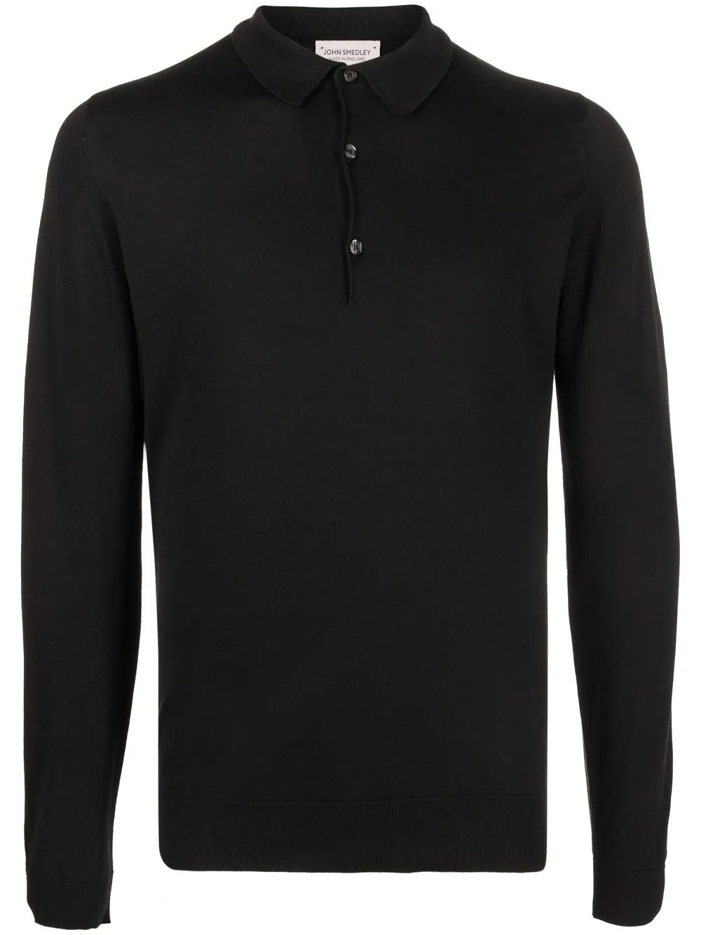 

John Smedley playera tipo polo de tejido fino - Negro