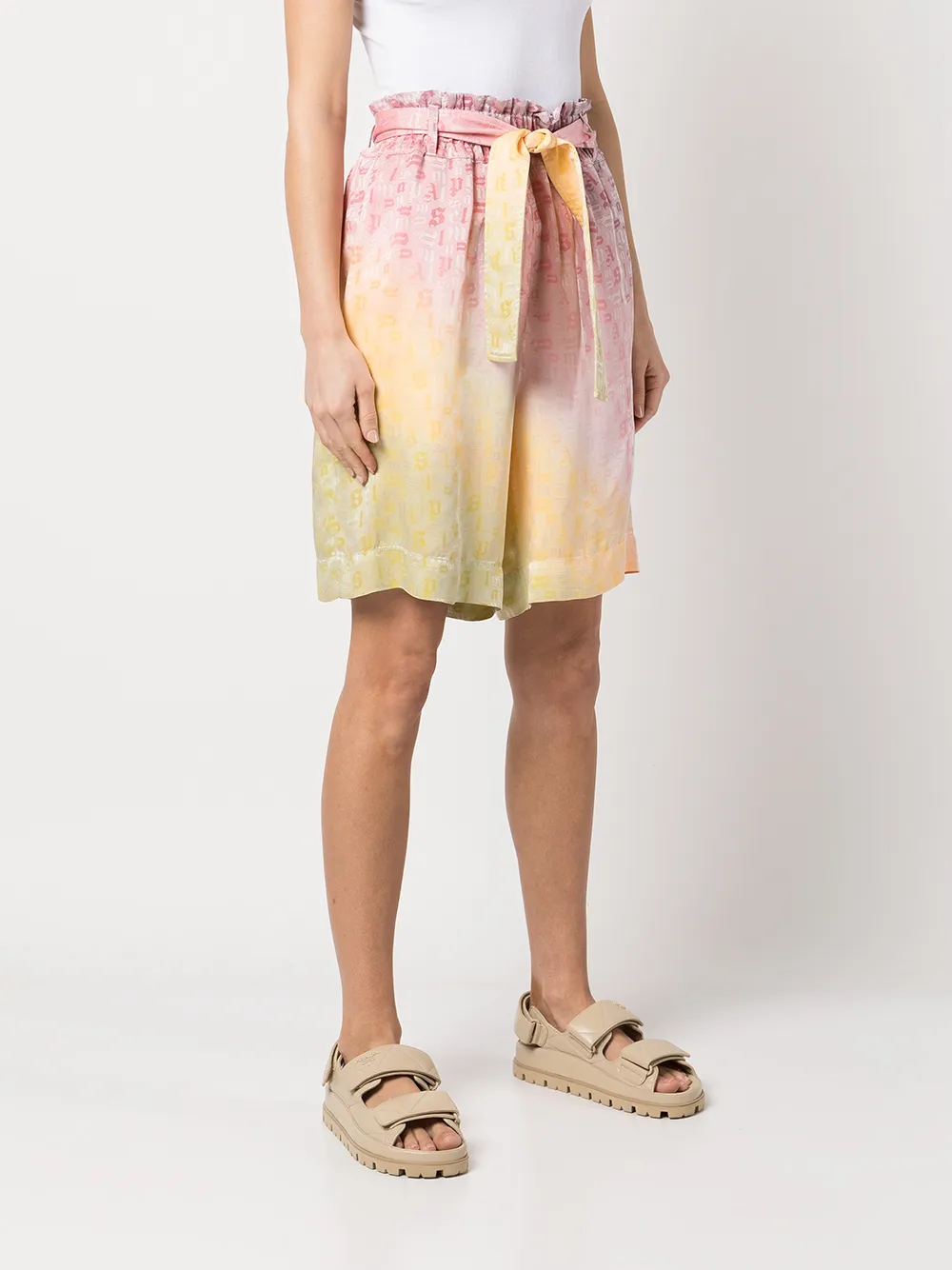  Palm Angels Shorts Mit Monogramm Print   Rosa 