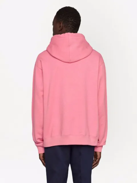 Shop Gucci Bee-print cotton hoodie with 