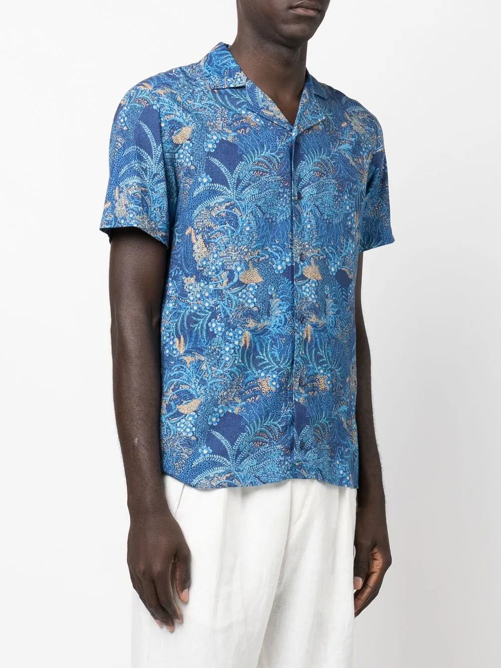  Orlebar Brown Travis Hemd Mit Tropicana Print   Blau 