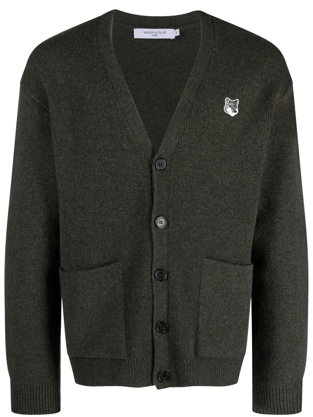 

Maison Kitsuné fox-patch button-down cardigan - Green