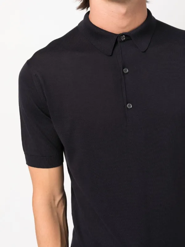 John Smedley fine-knit Polo Shirt | Blue | FARFETCH RO