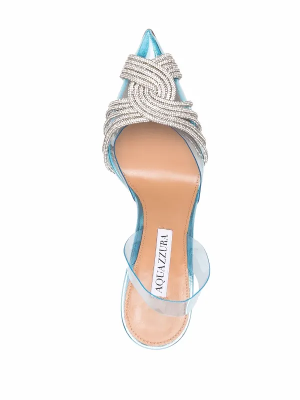 Aquazzura rhinestone embellished sling back Stilettos Farfetch