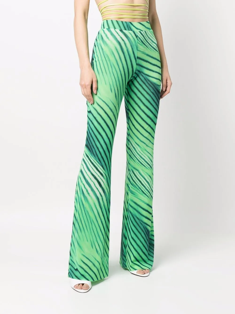 The Andamane Graphic-print Flared Pants In Green
