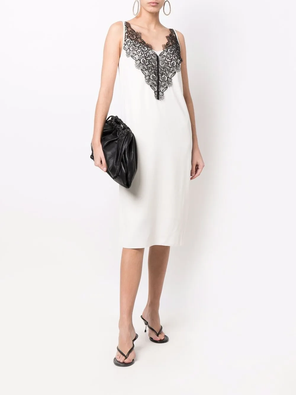 Image 2 of 12 STOREEZ lace-trimmed slip midi dress