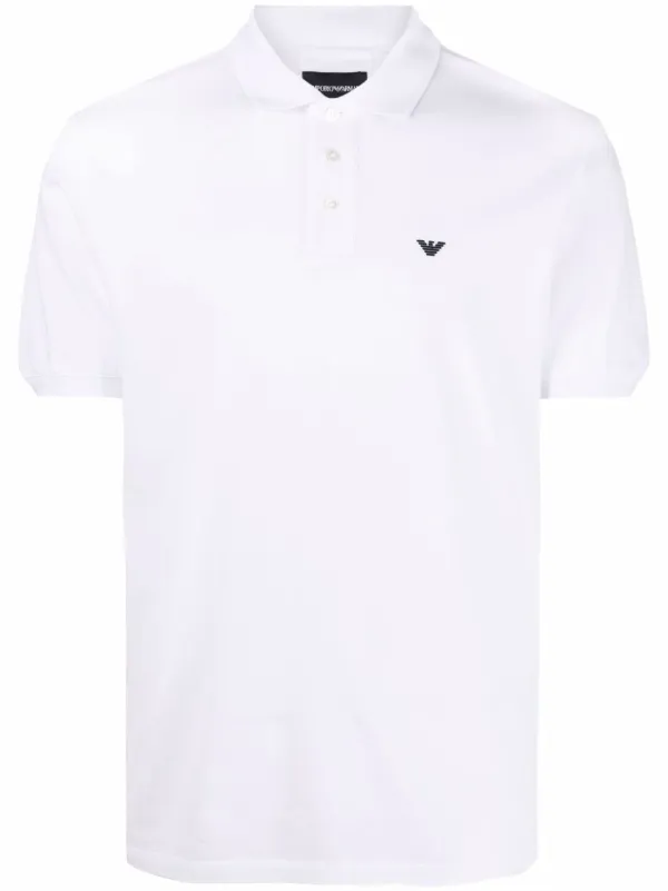 Emporio Armani Polo a Logo Brode Blanc FARFETCH FR