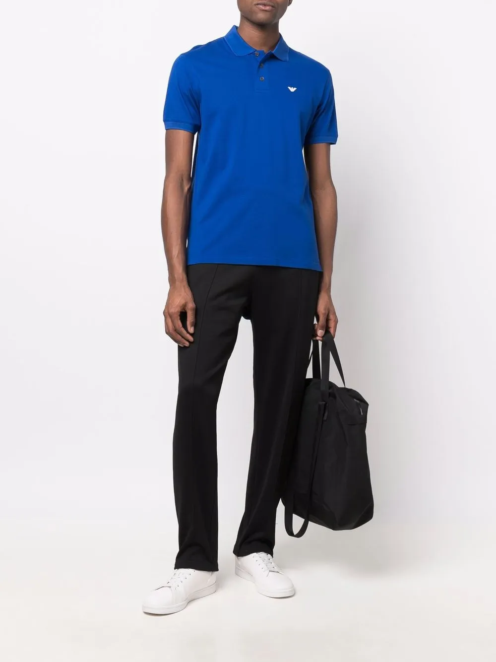 Emporio Armani Poloshirt met geborduurd logo - Blauw