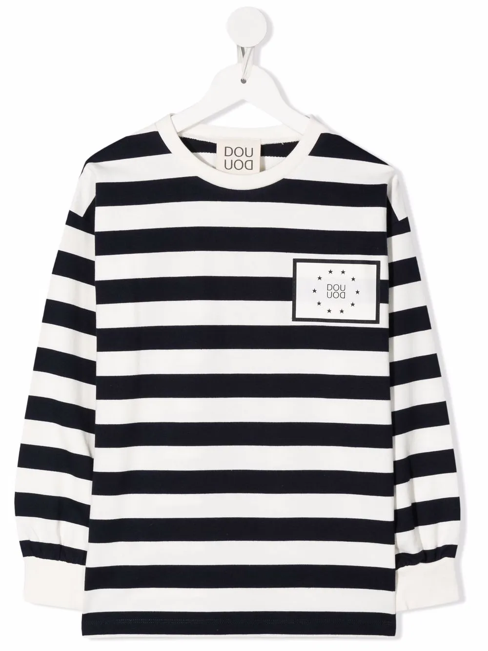 

Douuod Kids playera a rayas con parche del logo - Blanco