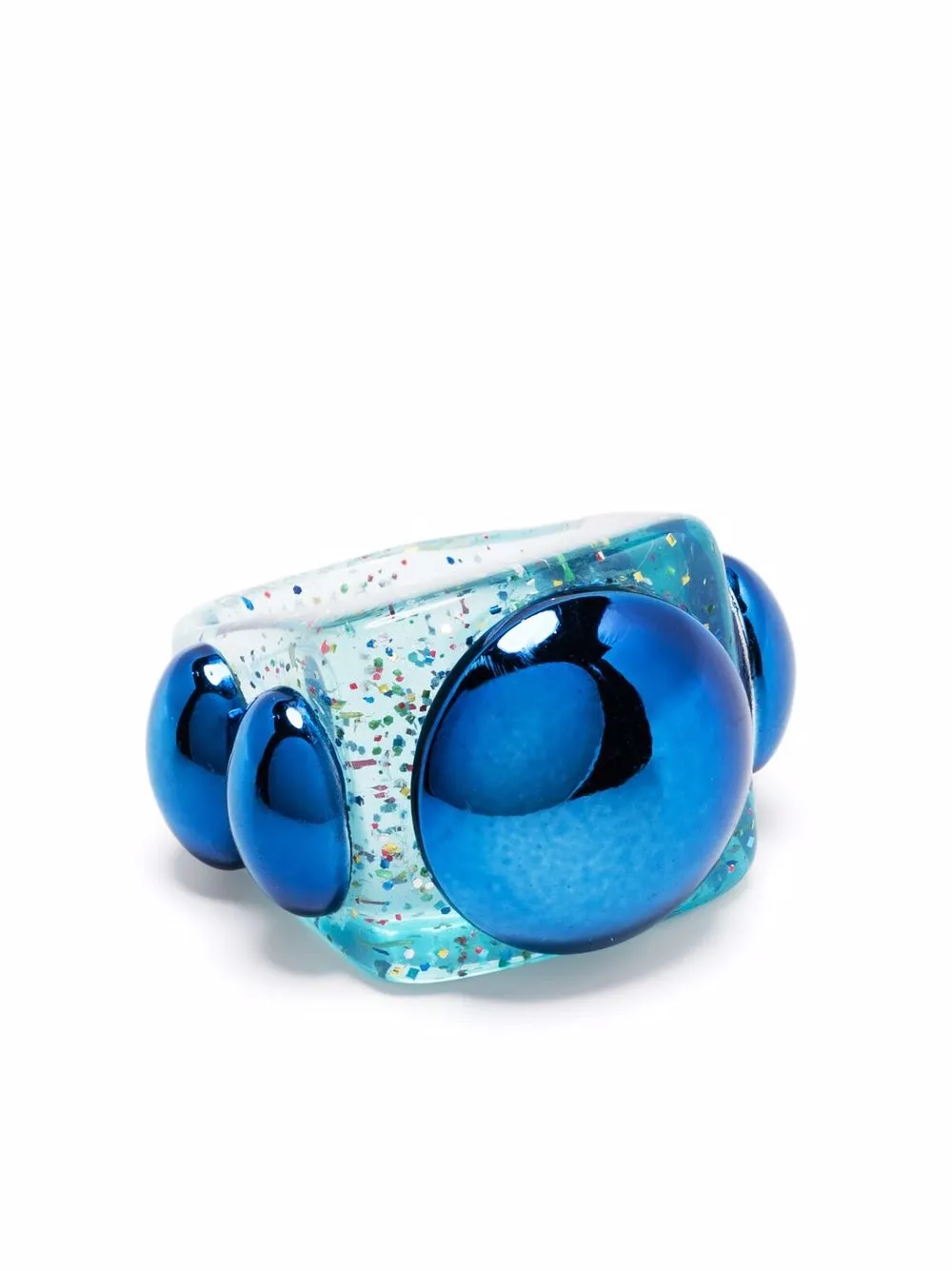 LA MANSO anello con design glitter - Blu