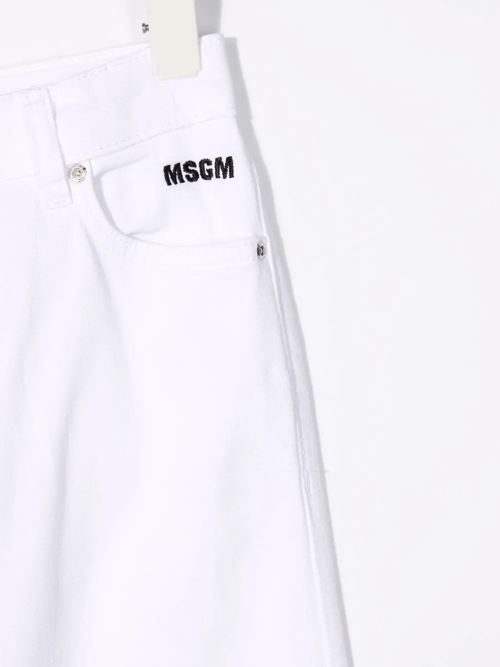  Msgm Kids Weite Jeans Mit Logo Print   Weiß 