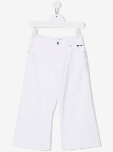 MSGM Kids logo-print wide-leg jeans