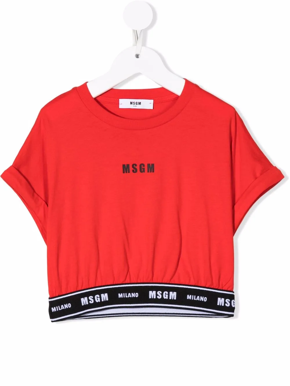 

MSGM Kids logo-print hem T-shirt - Red