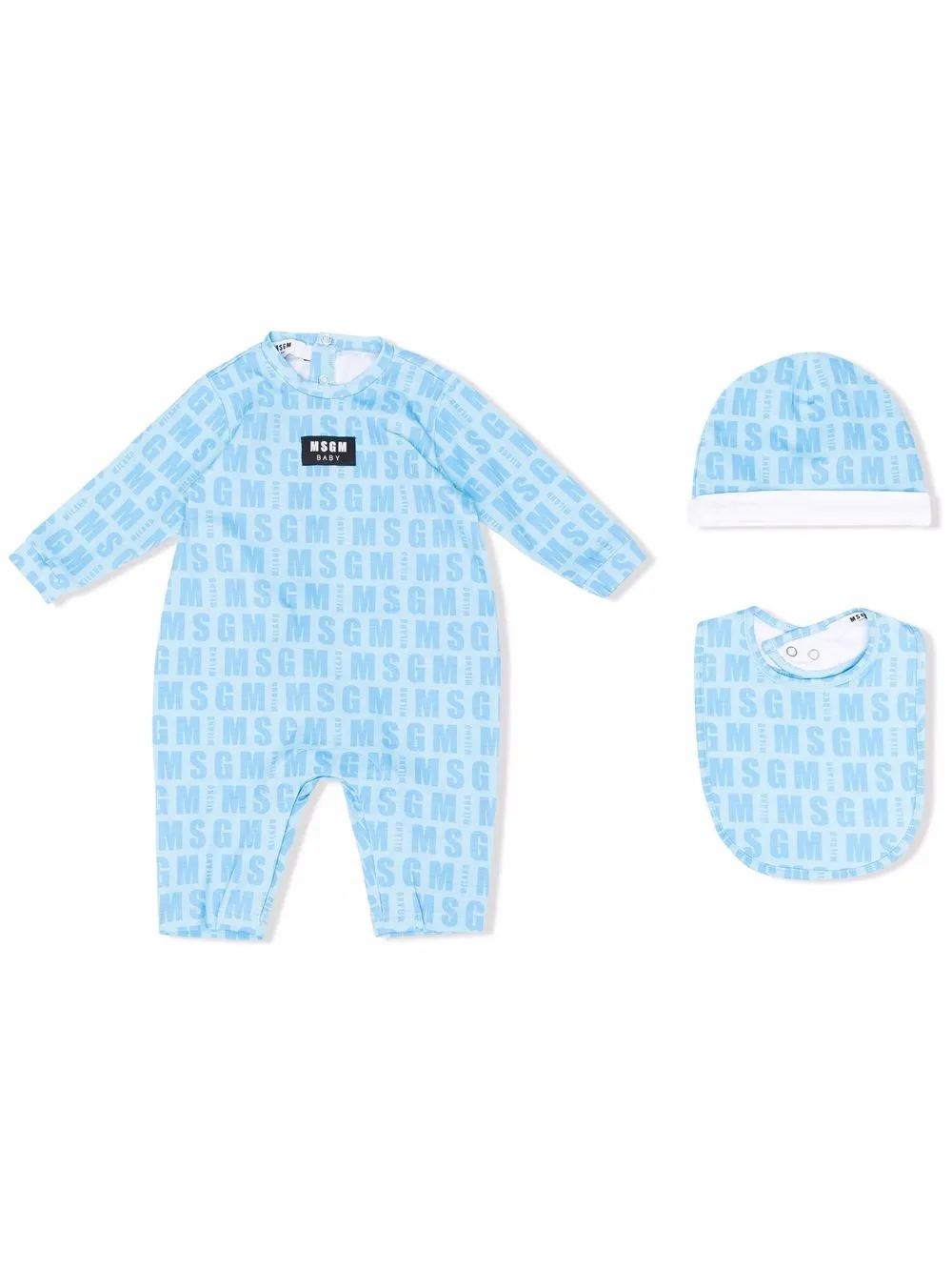 

MSGM Kids mameluco de manga larga con logo estampado - Azul