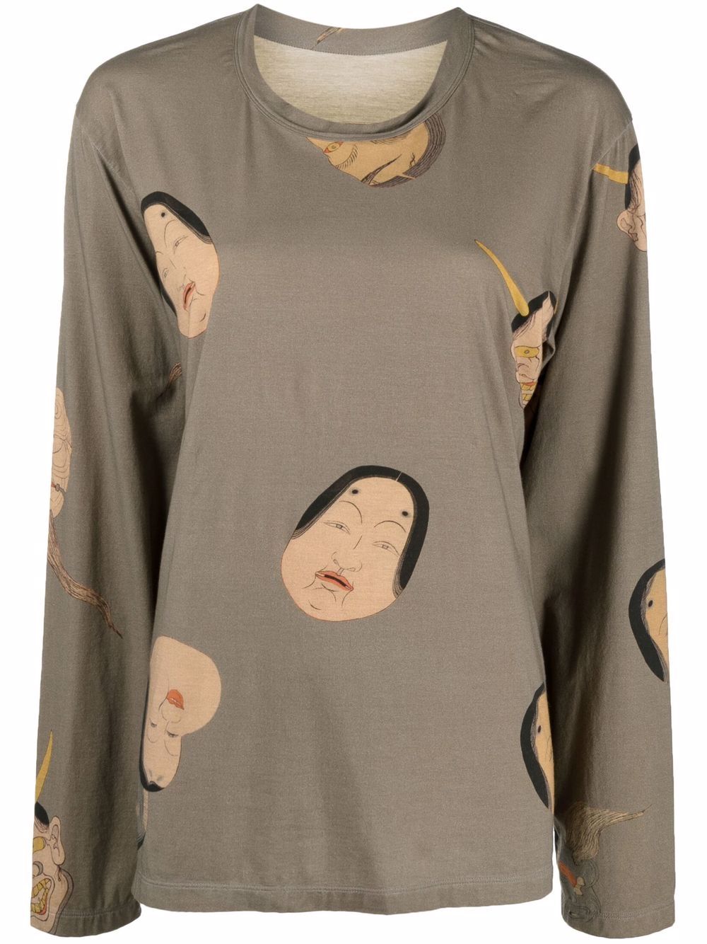 фото Uma wang face-print long-sleeve top