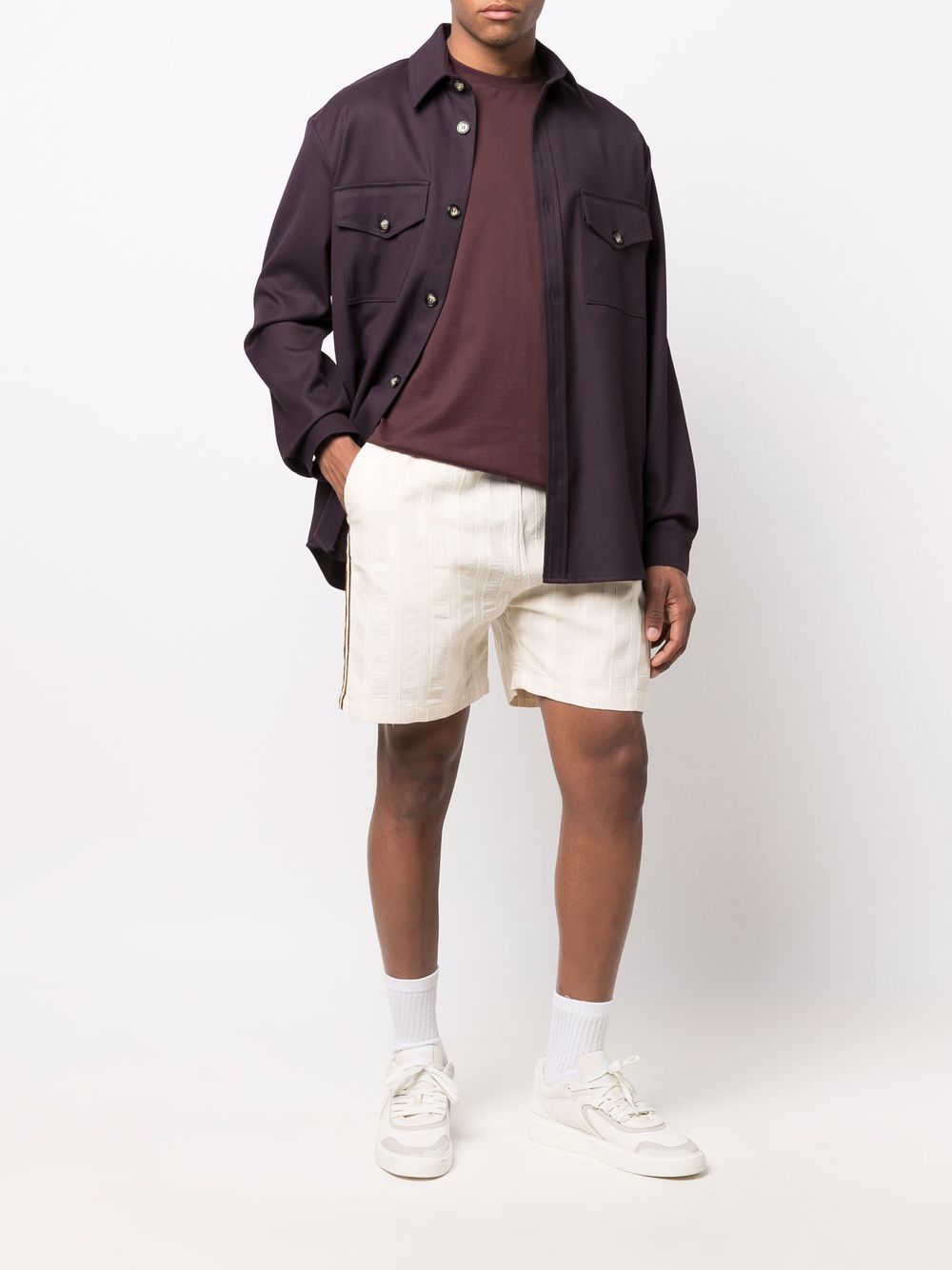 Drôle De Monsieur Shorts met zijstreep - Beige