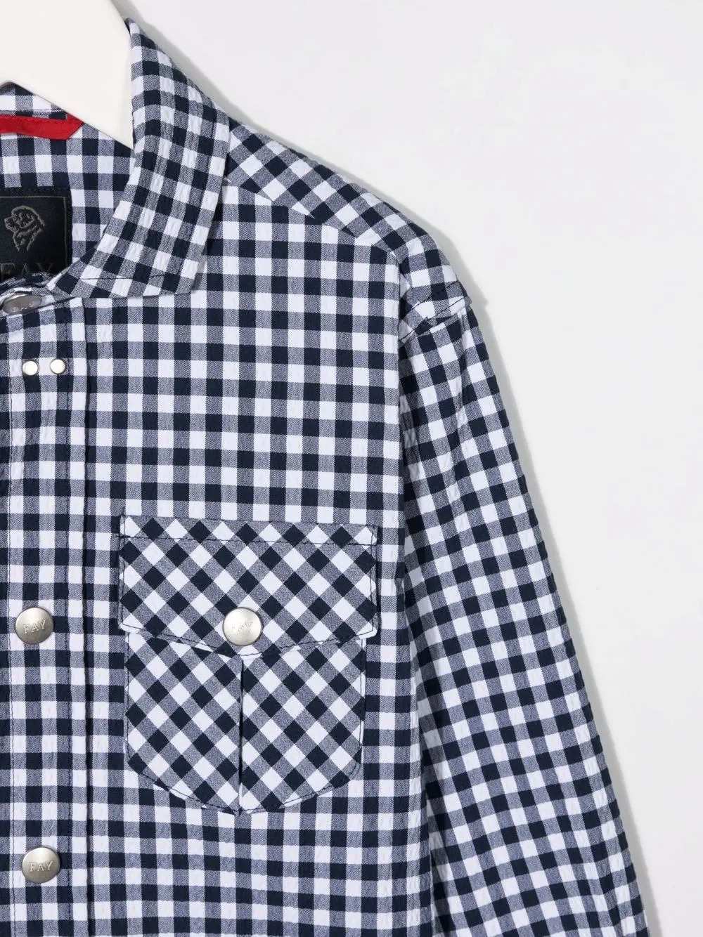  Fay Kids Gingham Check Print Shirt - Blue 
