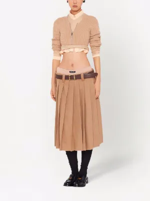 【希少】MiuMiu ロゴ コーデュロイペンシルスカート ブラウン org.jpg